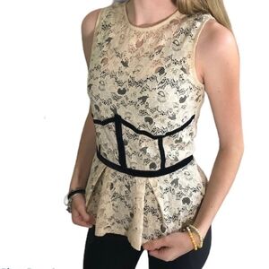 Topshop Lace Corset Top with Velvet Trim size 2
